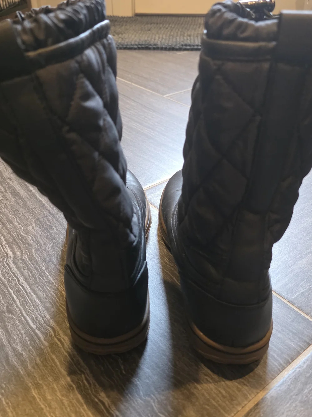 Coach Black Quilted Nylon & Leather Winter Boots with Tan Sole